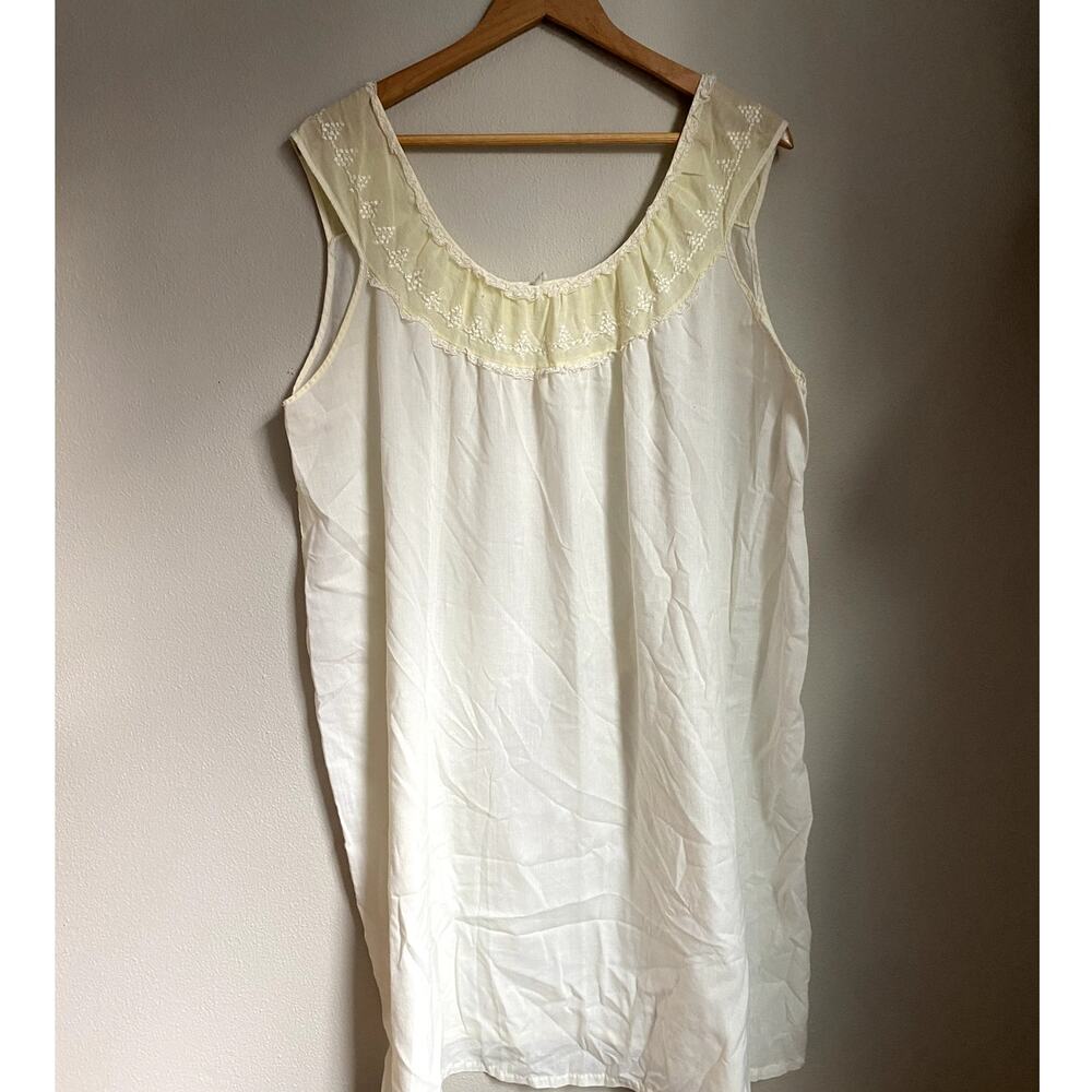 Vintage 70s Lace‎ Cream Traditional Nightgown Shift Chemise Slip Large Fairy Fem